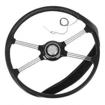 222-315  STEERING WHEEL COVER LEATHER BLACK