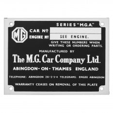 408-720 CRCP340 BODY ID PLATE MGA METAL