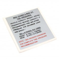 408-535 CRST112 LABEL TYRE PRESSURE