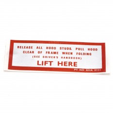 408-555 CRST114 HOOD STOWAGE INSTRUCTIONS STICKER